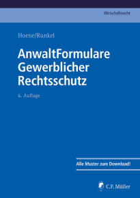 Buchcover Anwaltformulare Gewerblicher Rechtsschutz
